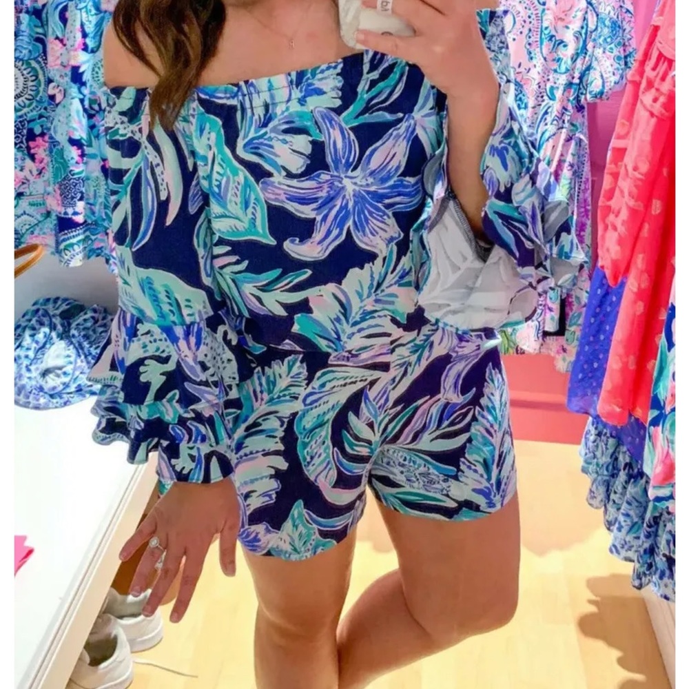 Lilly Pulitzer NWT Calla Romper Ready Set Gecko Size XXS